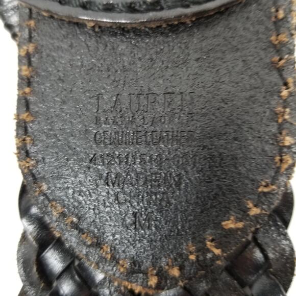 Lauren Ralph Lauren Woven Black Leather Belt Size M Medium - Picture 6 of 6